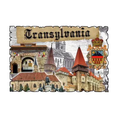 Transilvania, castelul bran, magnet dreptunghi, model mgs194